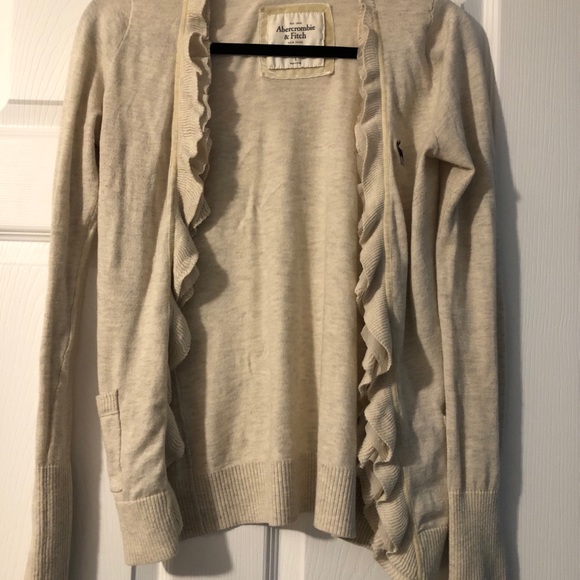 Abercrombie & fitch ruffle cardigan, size S, beige - Picture 1 of 2